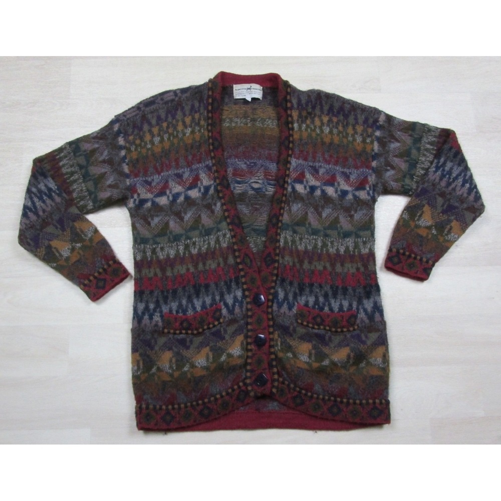 Vintage Peruvian Connection Alpaca‎ Cardigan Sweater Women's (M) Fair Isle